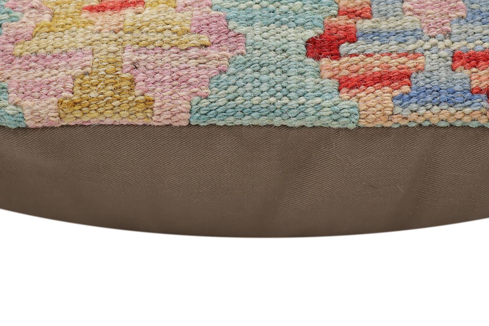 handmade Traditional Pillow Blue Red Hand-Woven SQUARE 100% WOOL Hand woven turkish pillow2' x 2'