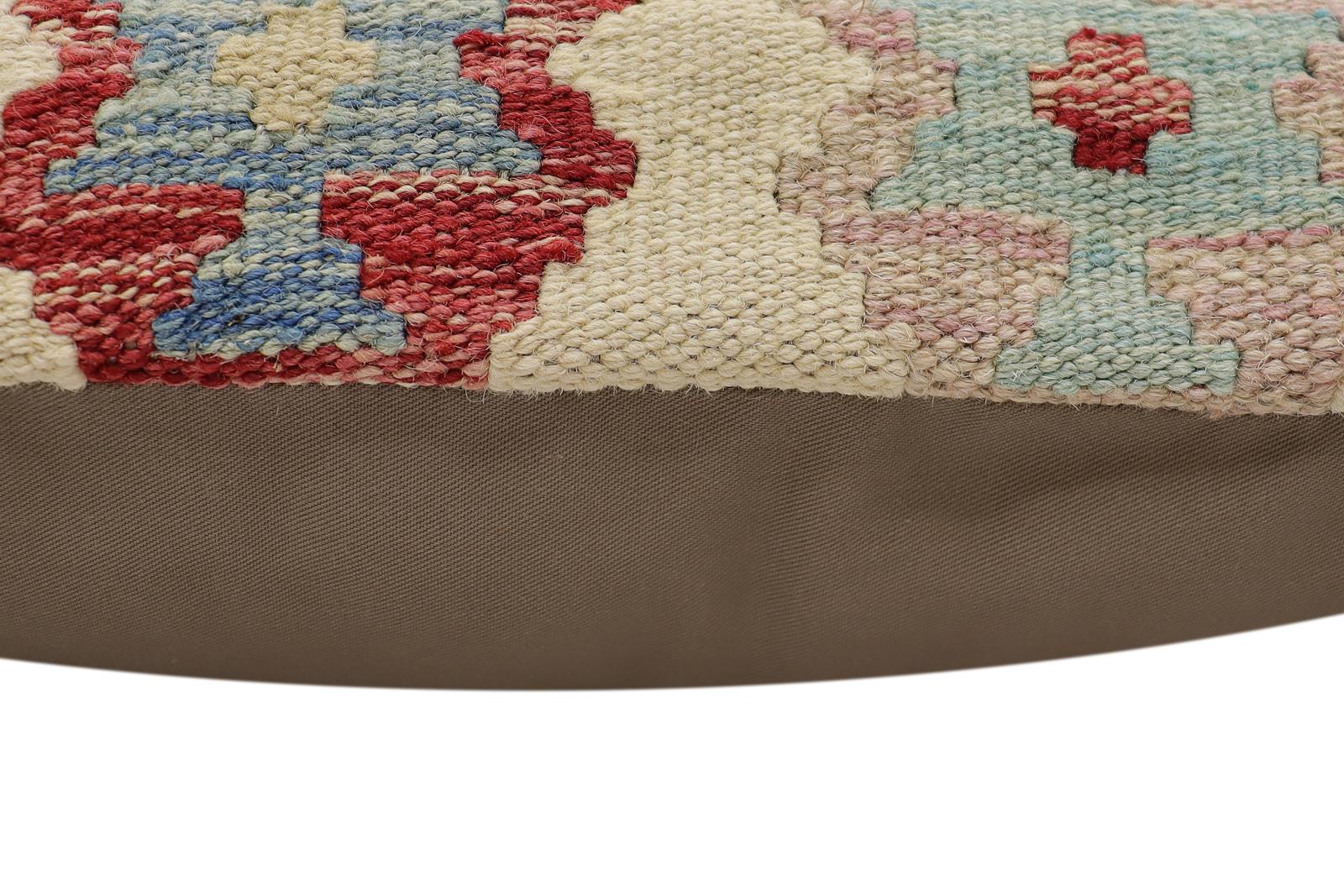 handmade Traditional Pillow Beige Red Hand-Woven SQUARE 100% WOOL  Hand woven turkish pillow  2 x 2