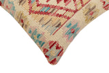 handmade Traditional Pillow Beige Red Hand-Woven SQUARE 100% WOOL Hand woven turkish pillow2' x 2'