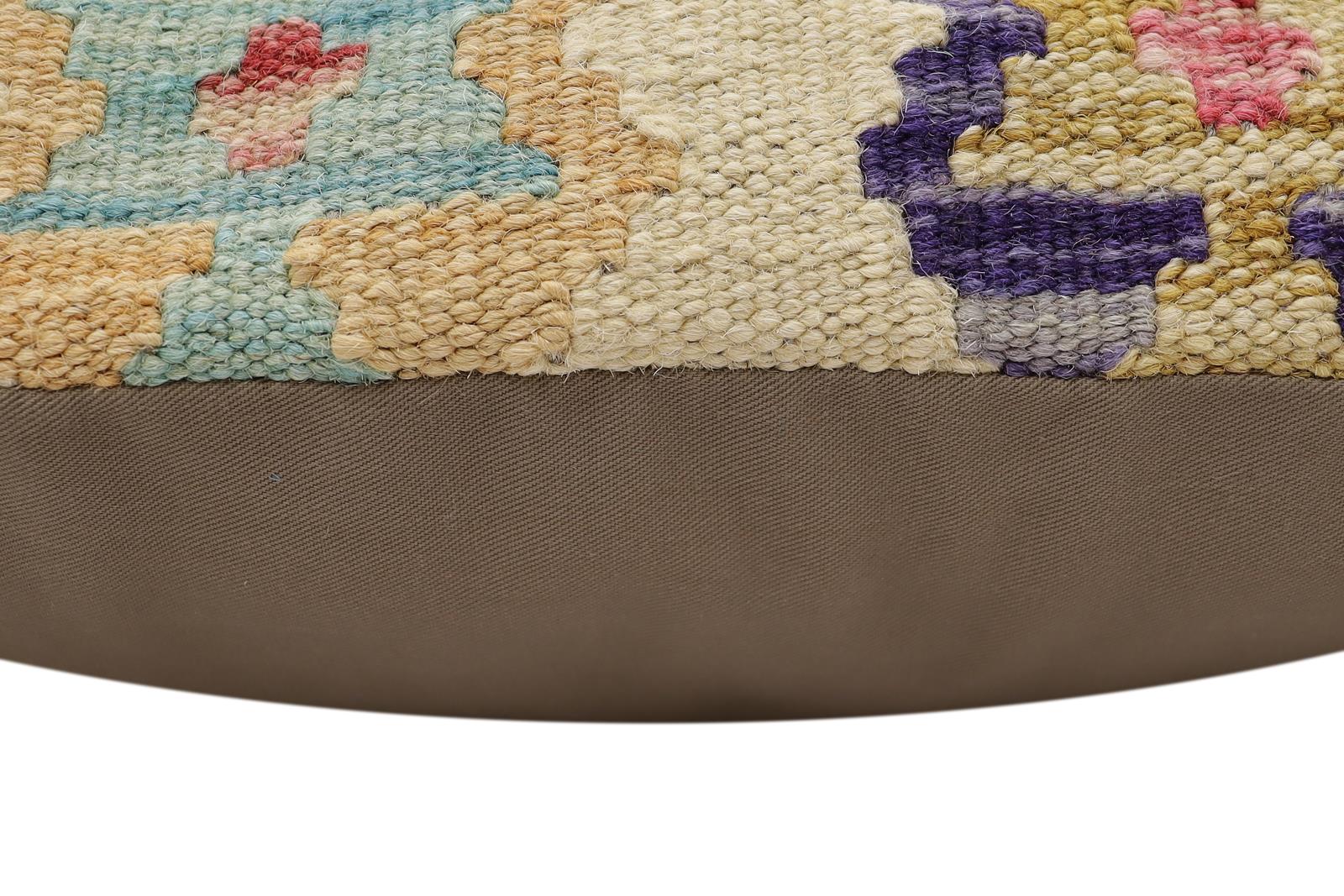 handmade Traditional Pillow Beige Red Hand-Woven SQUARE 100% WOOL  Hand woven turkish pillow  2 x 2