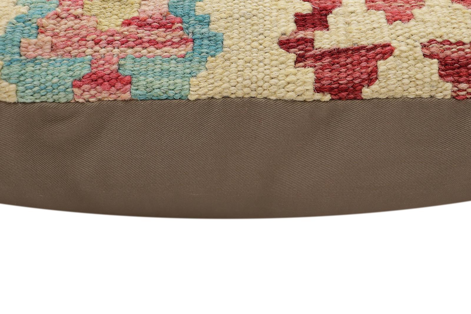 handmade Traditional Pillow Beige Red Hand-Woven SQUARE 100% WOOL  Hand woven turkish pillow  2 x 2