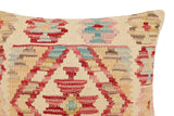 handmade Traditional Pillow Beige Red Hand-Woven SQUARE 100% WOOL Hand woven turkish pillow2' x 2'