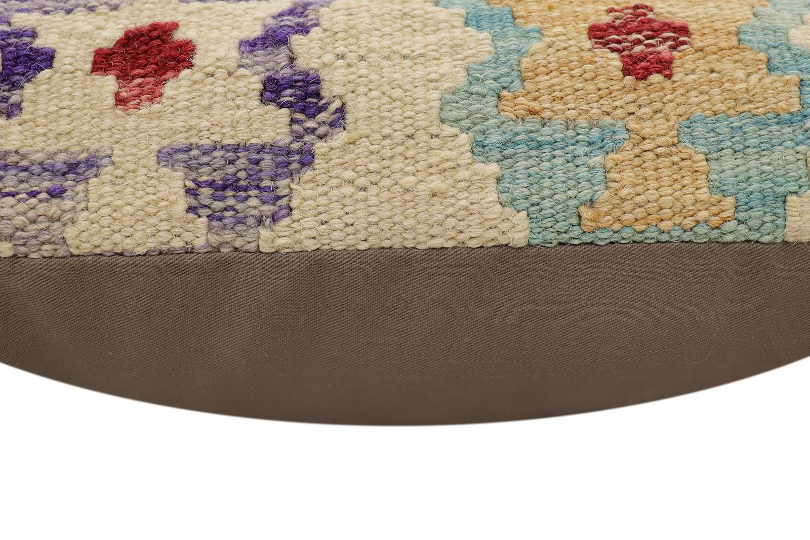 handmade Traditional Pillow Beige Red Hand-Woven SQUARE 100% WOOL  Hand woven turkish pillow  2 x 2