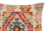 handmade Traditional Pillow Beige Red Hand-Woven SQUARE 100% WOOL Hand woven turkish pillow2' x 2'
