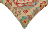 handmade Traditional Pillow Beige Red Hand-Woven SQUARE 100% WOOL Hand woven turkish pillow2' x 2'
