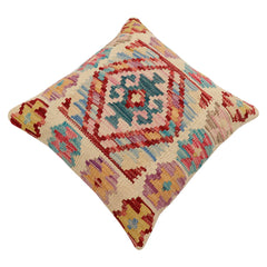 handmade Traditional Pillow Beige Red Hand-Woven SQUARE 100% WOOL Hand woven turkish pillow2' x 2'