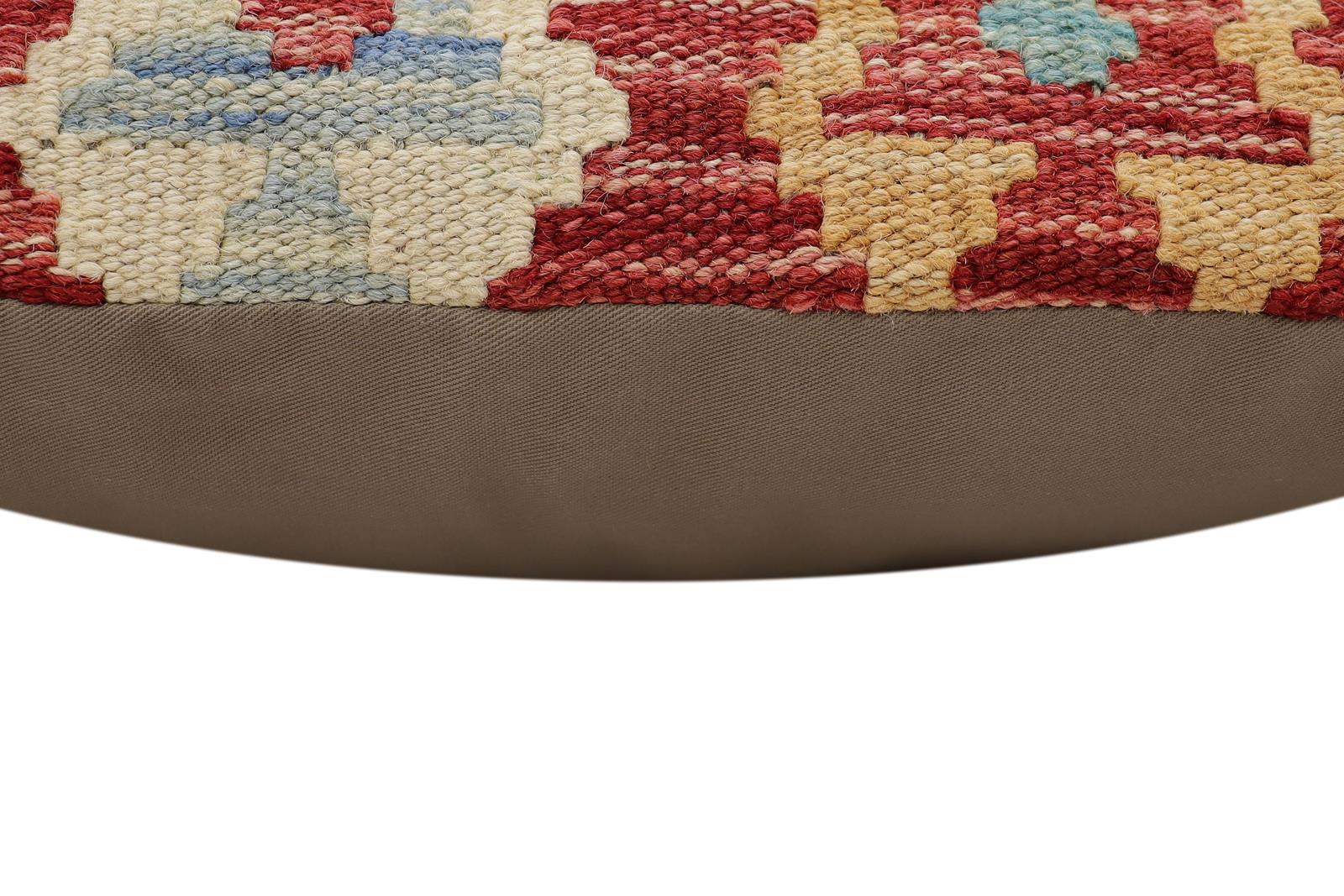 handmade Traditional Pillow Red Blue Hand-Woven SQUARE 100% WOOL Hand woven turkish pillow2' x 2'