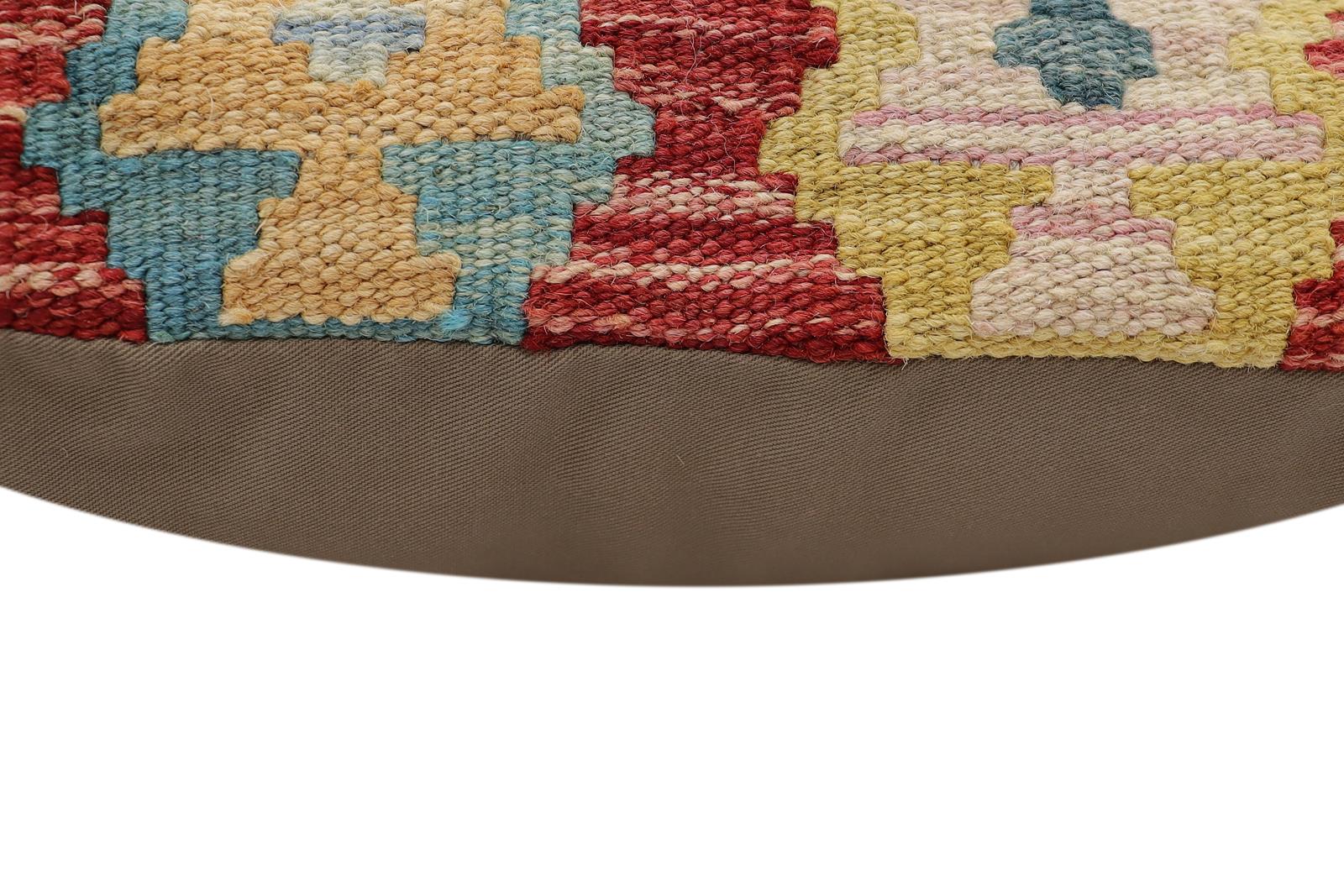 handmade Traditional Pillow Red Blue Hand-Woven SQUARE 100% WOOL Hand woven turkish pillow2' x 2'