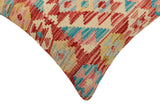 handmade Traditional Pillow Red Blue Hand-Woven SQUARE 100% WOOL Hand woven turkish pillow2' x 2'