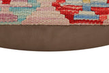 handmade Traditional Pillow Red Blue Hand-Woven SQUARE 100% WOOL Hand woven turkish pillow2' x 2'