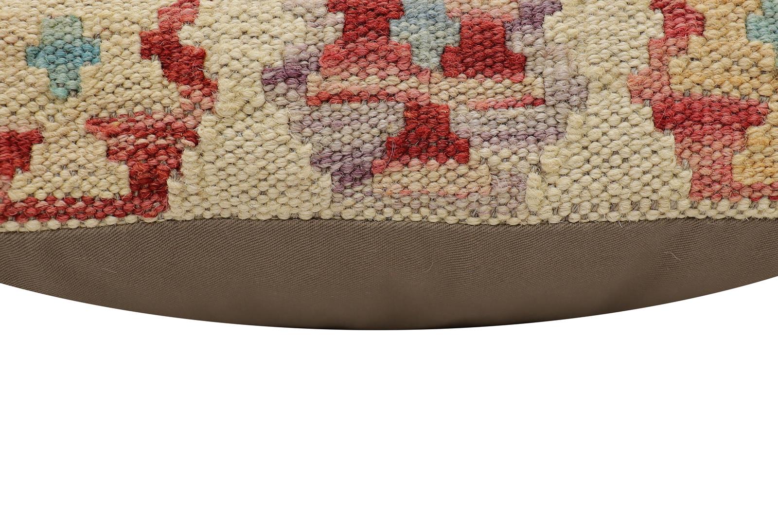 handmade Traditional Pillow Red Blue Hand-Woven SQUARE 100% WOOL  Hand woven turkish pillow  2 x 2