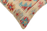handmade Traditional Pillow Beige Red Hand-Woven SQUARE 100% WOOL Hand woven turkish pillow2' x 2'