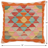 handmade Traditional Pillow Rust Red Hand-Woven SQUARE 100% WOOL Hand woven turkish pillow2' x 2'