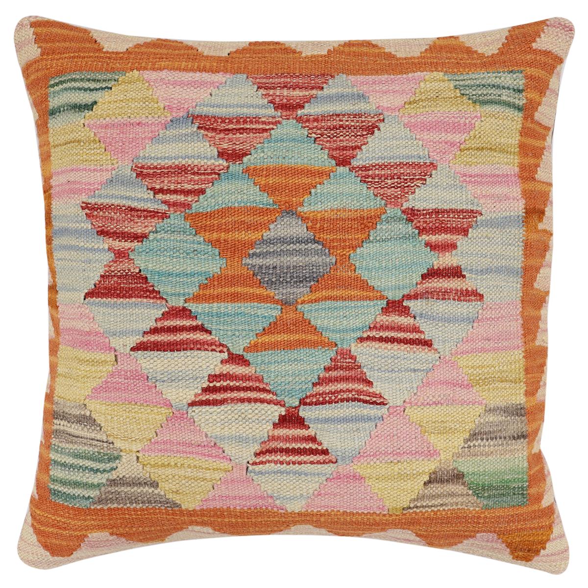 handmade Traditional Pillow Rust Red Hand-Woven SQUARE 100% WOOL Hand woven turkish pillow2' x 2'
