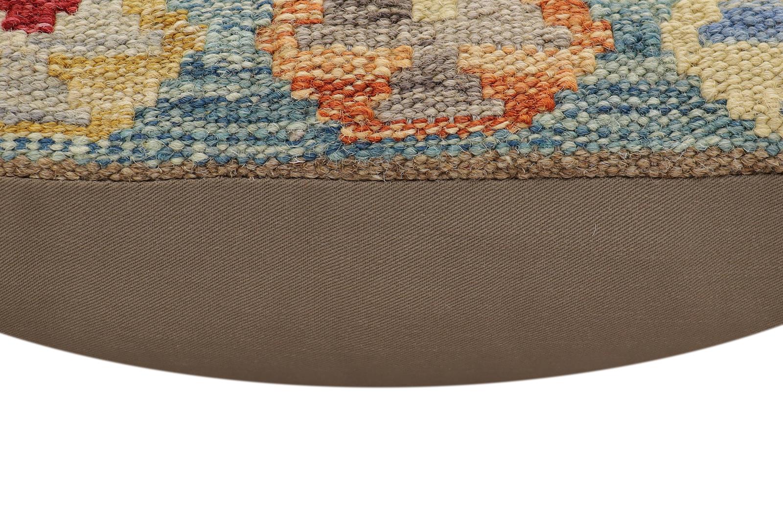 handmade Traditional Pillow Blue Rust Hand-Woven SQUARE 100% WOOL  Hand woven turkish pillow  3 x 5