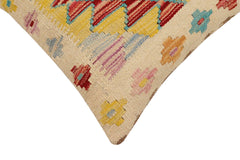 handmade Traditional Pillow Beige Rust Hand-Woven SQUARE 100% WOOL Hand woven turkish pillow2' x 2'