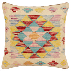 handmade Traditional Pillow Beige Rust Hand-Woven SQUARE 100% WOOL Hand woven turkish pillow2' x 2'