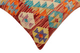 handmade Traditional Pillow Red Blue Hand-Woven SQUARE 100% WOOL Hand woven turkish pillow2' x 2'