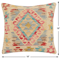 handmade Traditional Pillow Beige Red Hand-Woven SQUARE 100% WOOL Hand woven turkish pillow2' x 2'
