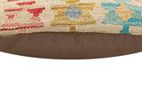 handmade Traditional Pillow Beige Red Hand-Woven SQUARE 100% WOOL Hand woven turkish pillow2' x 2'