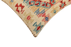 handmade Traditional Pillow Beige Red Hand-Woven SQUARE 100% WOOL  Hand woven turkish pillow  2 x 2