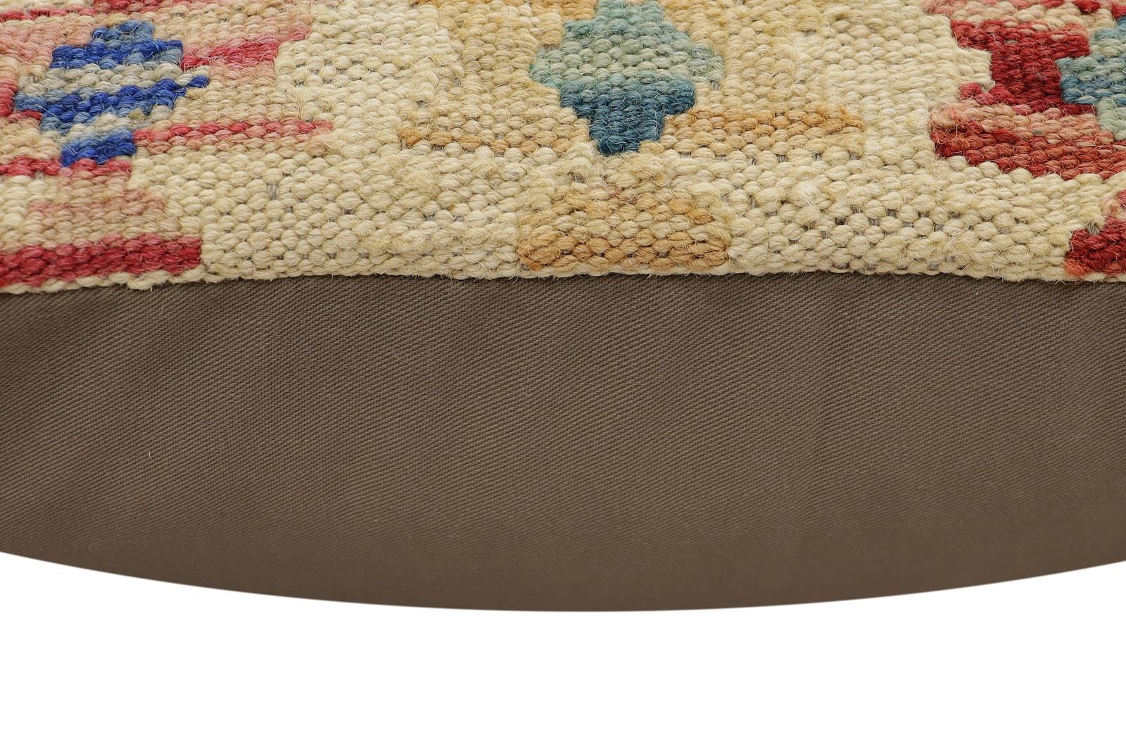 handmade Traditional Pillow Beige Red Hand-Woven SQUARE 100% WOOL  Hand woven turkish pillow  2 x 2