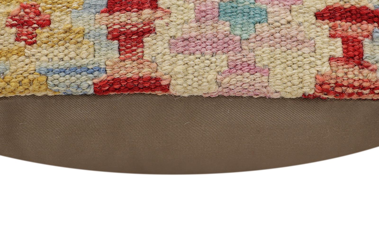 handmade Traditional Pillow Red Blue Hand-Woven SQUARE 100% WOOL  Hand woven turkish pillow  2 x 2