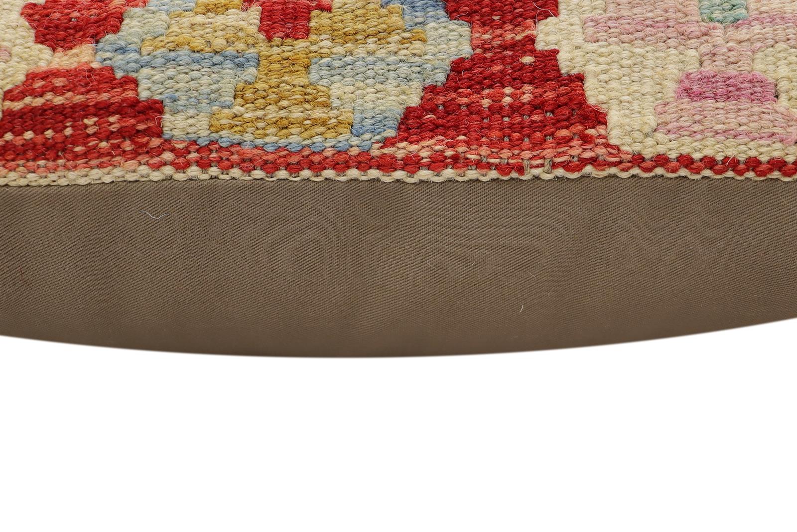 handmade Traditional Pillow Red Blue Hand-Woven SQUARE 100% WOOL Hand woven turkish pillow2' x 2'