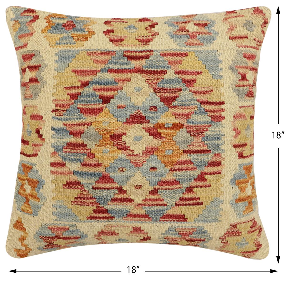 handmade Traditional Pillow Red Rust Hand-Woven SQUARE 100% WOOL Hand woven turkish pillow2' x 2'