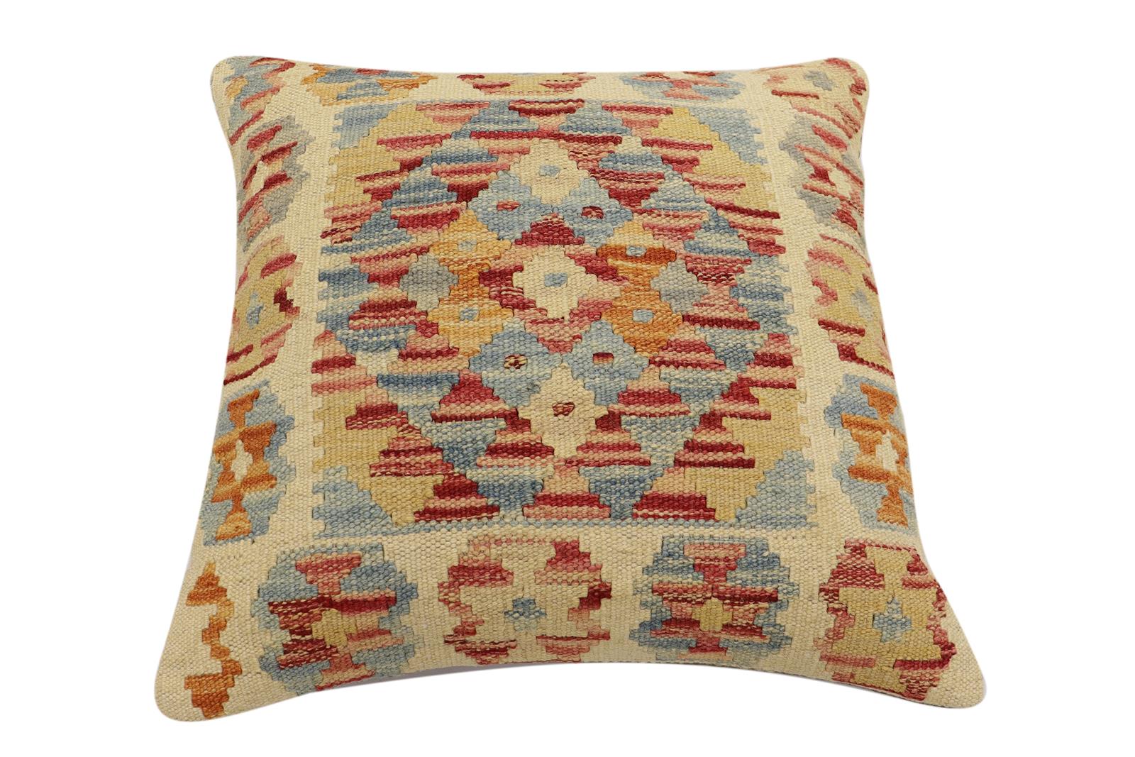 handmade Traditional Pillow Red Rust Hand-Woven SQUARE 100% WOOL Hand woven turkish pillow2' x 2'