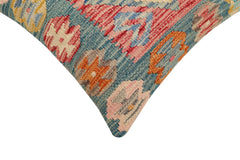 handmade Traditional Pillow Blue Red Hand-Woven SQUARE 100% WOOL  Hand woven turkish pillow  2 x 2