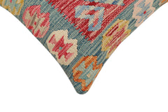 handmade Traditional Pillow Blue Red Hand-Woven SQUARE 100% WOOL  Hand woven turkish pillow  2 x 2