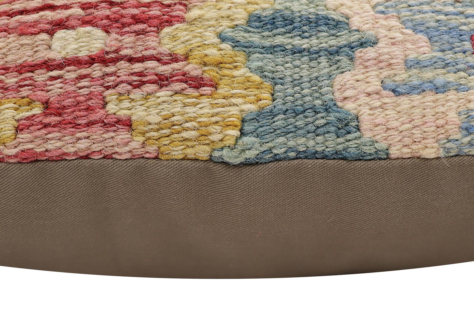 handmade Traditional Pillow Blue Red Hand-Woven SQUARE 100% WOOL  Hand woven turkish pillow  2 x 2