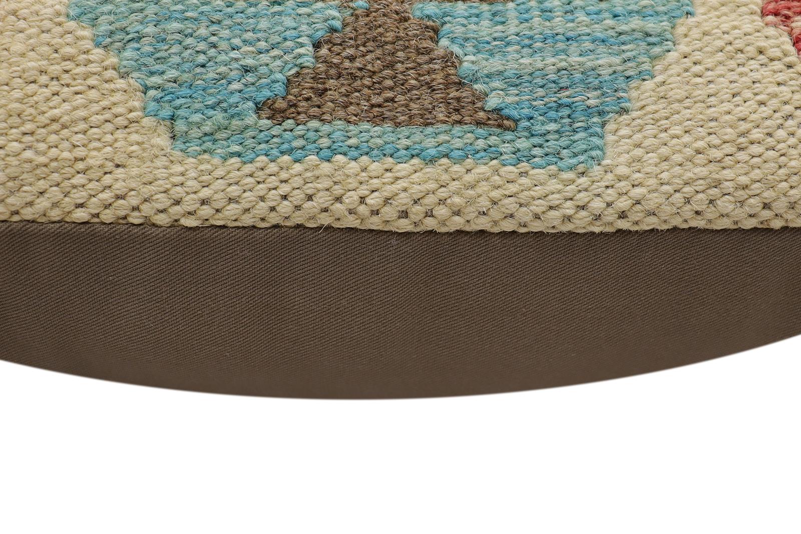 handmade Traditional Pillow Beige Red Hand-Woven SQUARE 100% WOOL  Hand woven turkish pillow  2 x 2