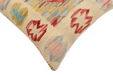 handmade Traditional Pillow Beige Red Hand-Woven SQUARE 100% WOOL Hand woven turkish pillow2' x 2'