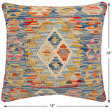 handmade Traditional Pillow Blue Rust Hand-Woven SQUARE 100% WOOL Hand woven turkish pillow2' x 2'