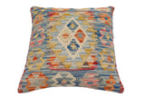 handmade Traditional Pillow Blue Rust Hand-Woven SQUARE 100% WOOL Hand woven turkish pillow2' x 2'