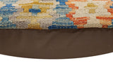 handmade Traditional Pillow Blue Rust Hand-Woven SQUARE 100% WOOL Hand woven turkish pillow2' x 2'