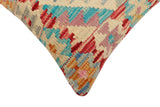 handmade Traditional Pillow Rust Blue Hand-Woven SQUARE 100% WOOL Hand woven turkish pillow2' x 2'