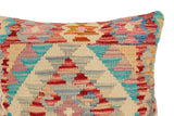 handmade Traditional Pillow Rust Blue Hand-Woven SQUARE 100% WOOL Hand woven turkish pillow2' x 2'