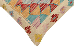 handmade Traditional Pillow Beige Rust Hand-Woven SQUARE 100% WOOL  Hand woven turkish pillow  2 x 2