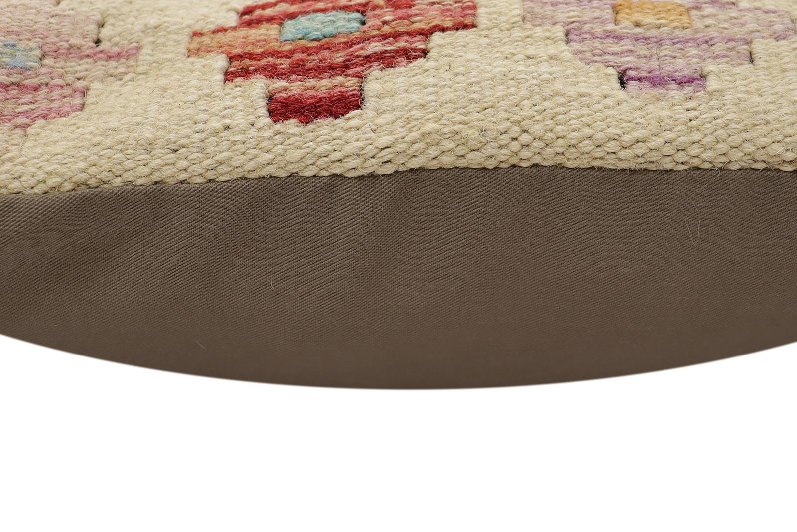 handmade Traditional Pillow Beige Rust Hand-Woven SQUARE 100% WOOL  Hand woven turkish pillow  2 x 2