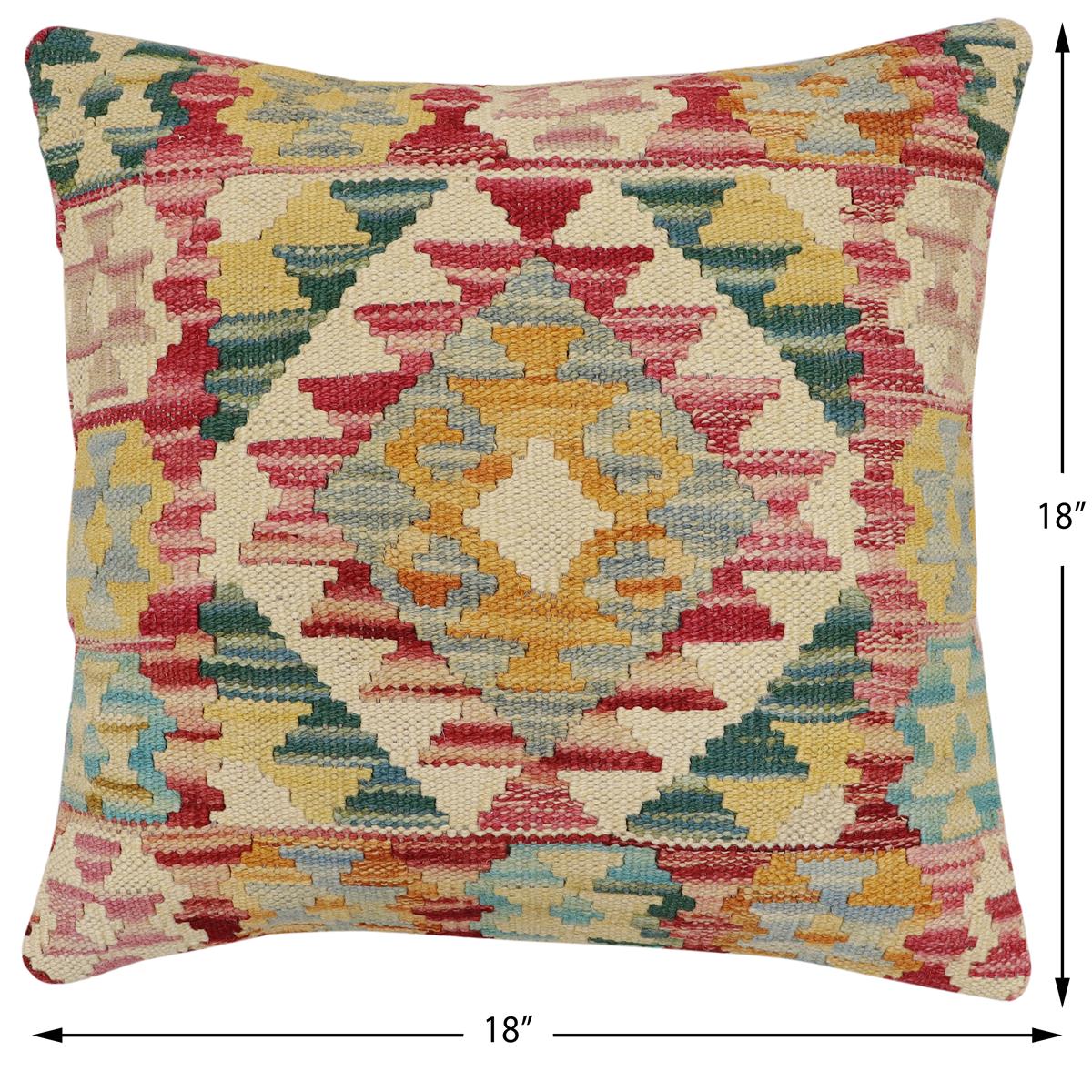 handmade Traditional Pillow Red Rust Hand-Woven SQUARE 100% WOOL Hand woven turkish pillow2' x 2'
