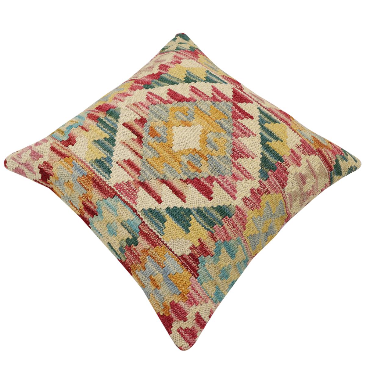 handmade Traditional Pillow Red Rust Hand-Woven SQUARE 100% WOOL Hand woven turkish pillow2' x 2'