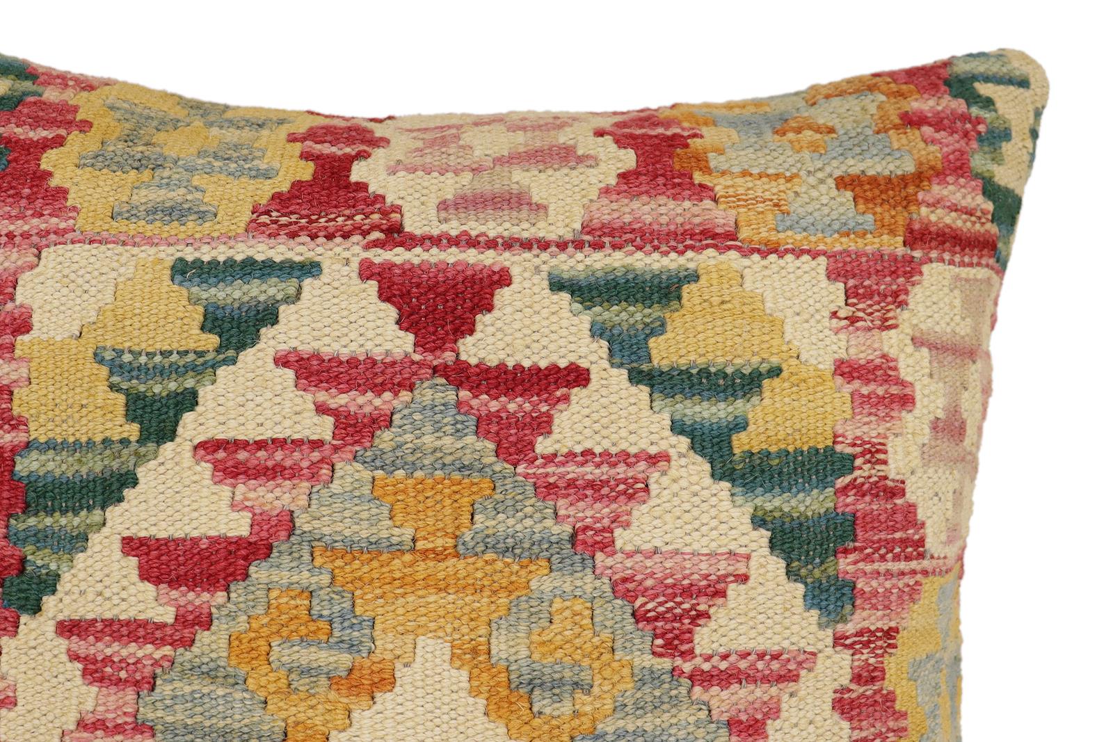 handmade Traditional Pillow Red Rust Hand-Woven SQUARE 100% WOOL Hand woven turkish pillow2' x 2'