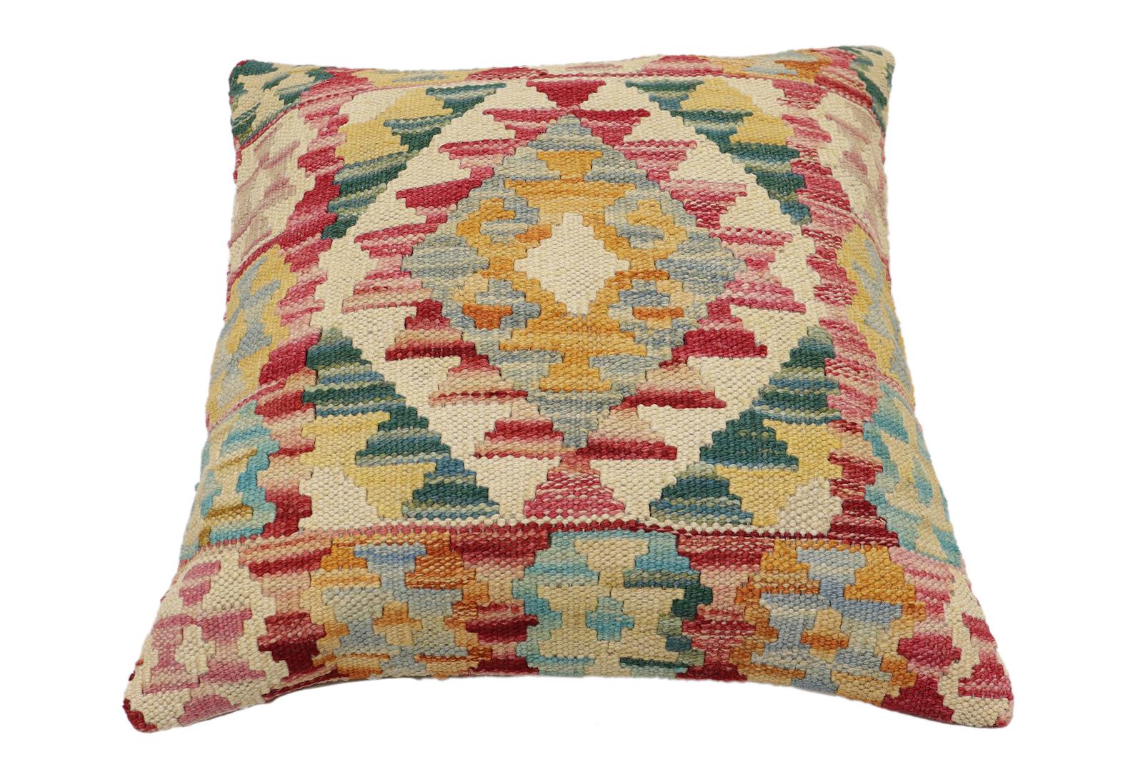 handmade Traditional Pillow Red Rust Hand-Woven SQUARE 100% WOOL Hand woven turkish pillow2' x 2'