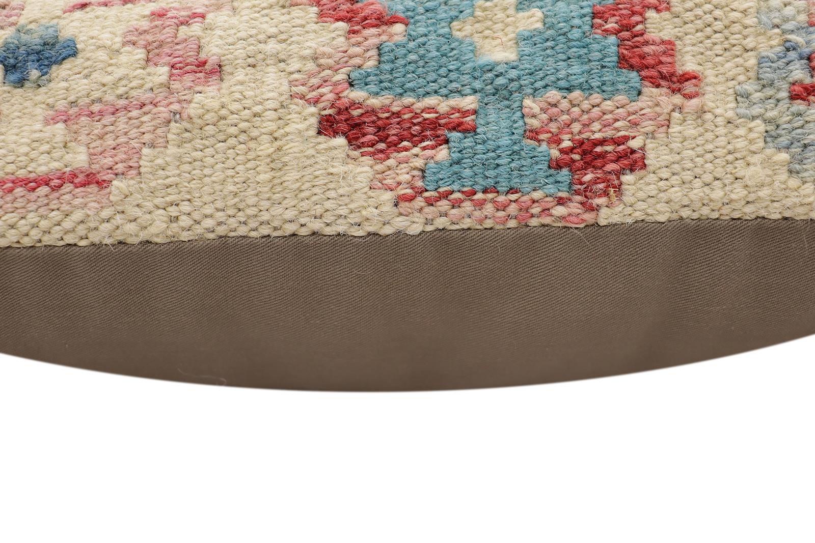 handmade Traditional Pillow Blue Red Hand-Woven SQUARE 100% WOOL  Hand woven turkish pillow  2 x 2