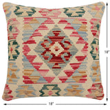 handmade Traditional Pillow Beige Rust Hand-Woven SQUARE 100% WOOL Hand woven turkish pillow2' x 2'