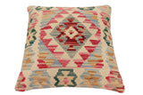 handmade Traditional Pillow Beige Rust Hand-Woven SQUARE 100% WOOL Hand woven turkish pillow2' x 2'