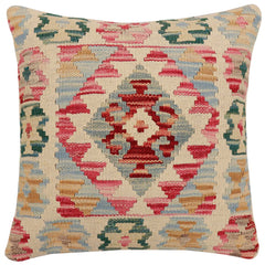 handmade Traditional Pillow Beige Rust Hand-Woven SQUARE 100% WOOL Hand woven turkish pillow2' x 2'
